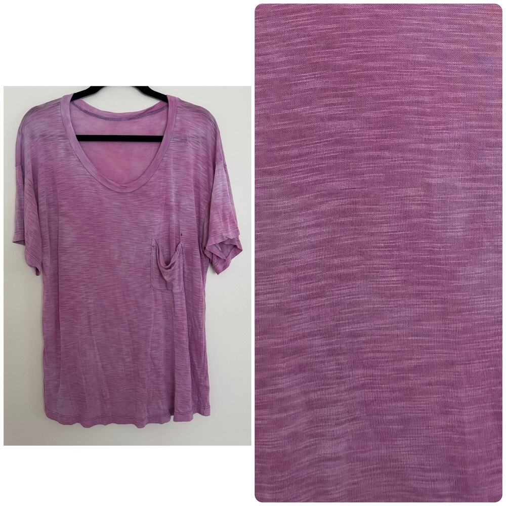 Blue Life Burnout Tee with Distressed One Pocket Design in Purple